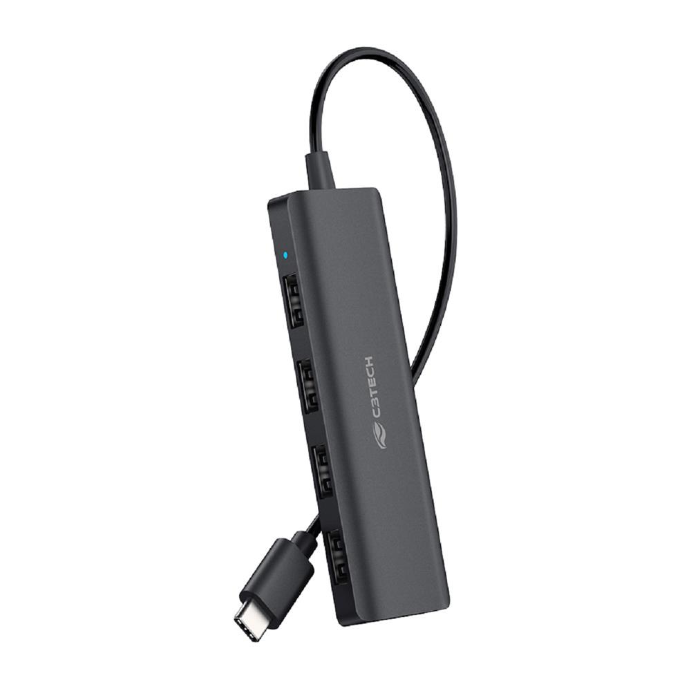 Hub USB  C3Tech, 2.0, 4 Portas, USB-USB C,  HU-C230BK