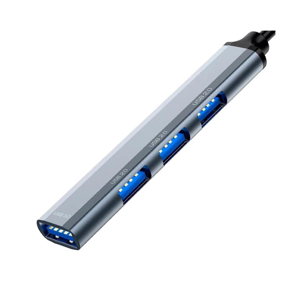 Hub USB ELG HUB41A-V2, 4 Portas USB-A, Entrada Tipo-C, 5 Gbps, Cinza