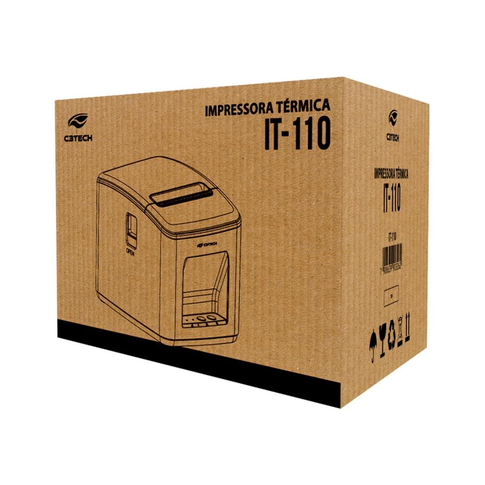 Impressora Térmica C3Tech IT-110, 240mm/s, USB e Ethernet, ESC/POS, Bivolt, Cupom e Recibo, Preto