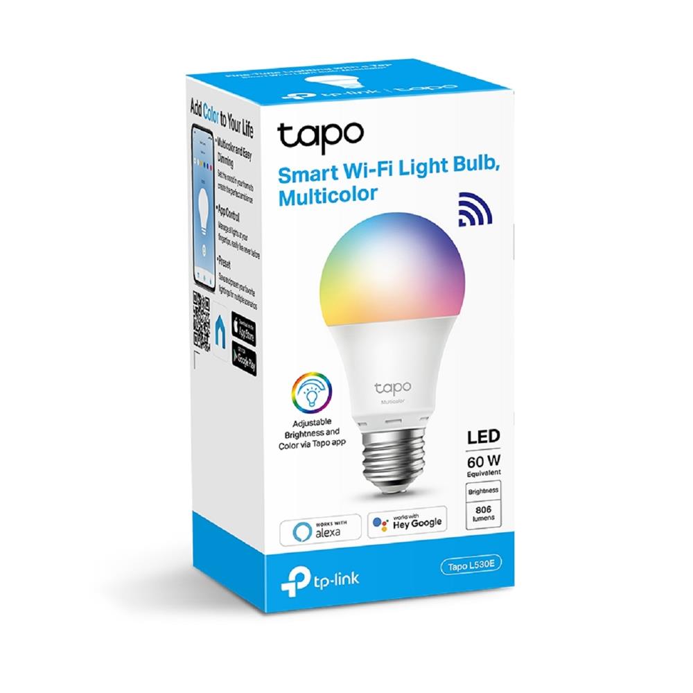 Lâmpada TP-LINK TAPO L530E, Wifi, 2.4 GHz, 8.2W, Multicolorida, Controle de Voz, LED