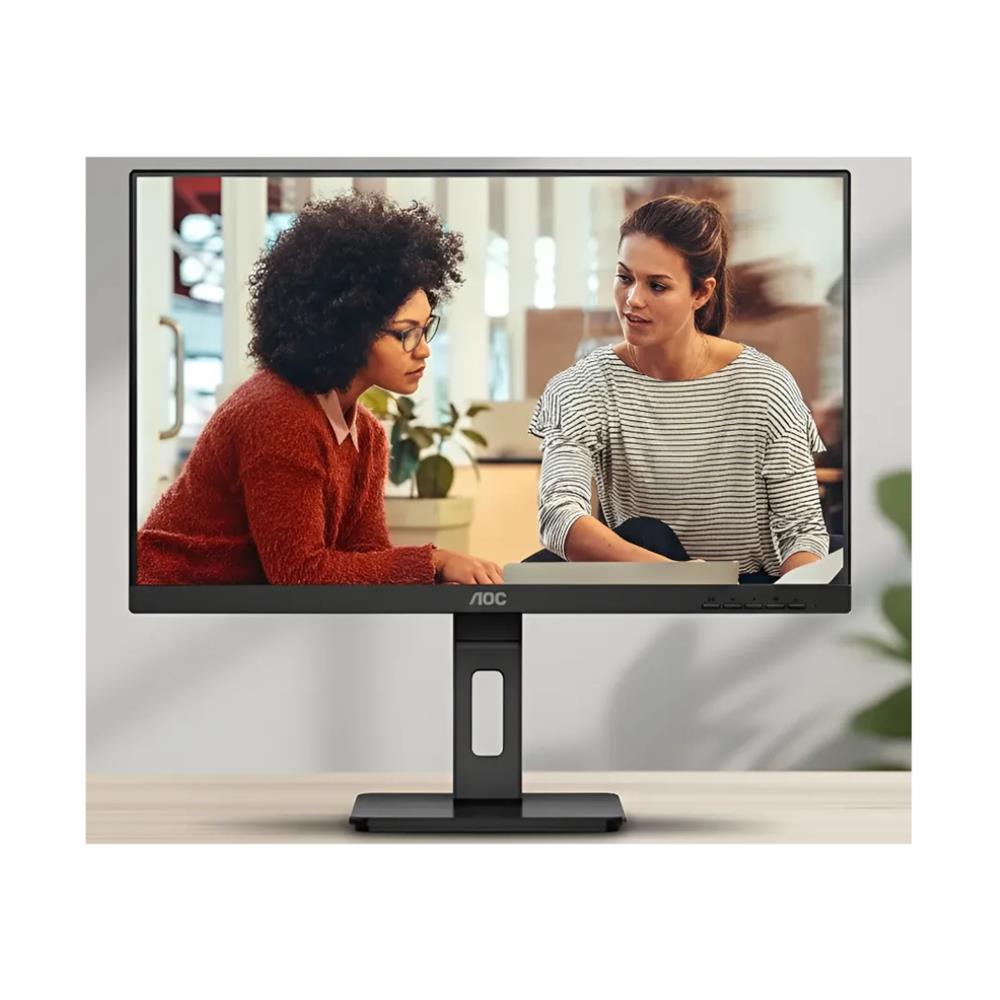 Monitor AOC 24E3QF, 23.8”, Full HD 1920x1080, IPS, 100Hz, 4ms, HDMI DisplayPort VGA, Ajuste de Altura, Preto