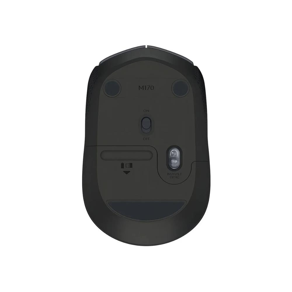 Mouse Sem Fio Logitech M170, Wireless 2.4GHz, 1000 DPI, USB, Ambidestro, Cinza
