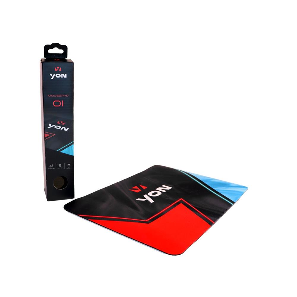 Mousepad YON-01 Antiderrapante, Vermelho, Preto e Azul