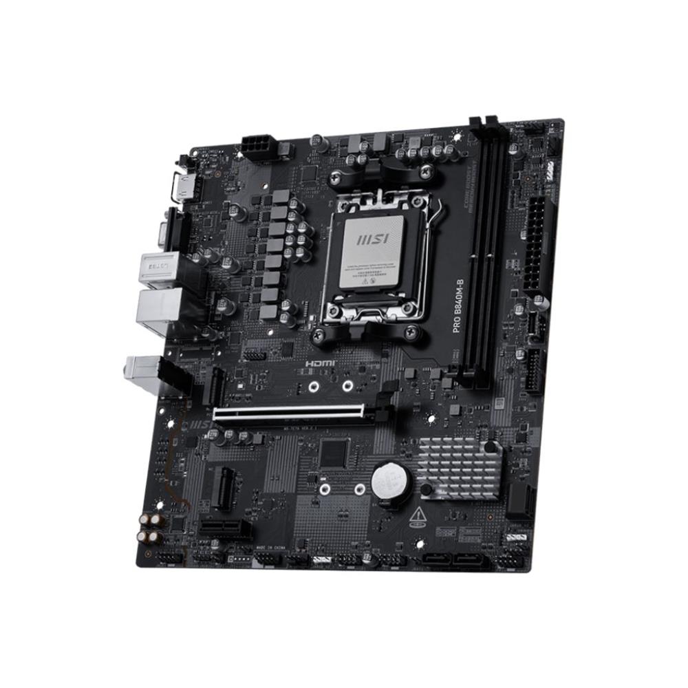 Placa-mãe MSI PRO B840M-B, AM5, DDR5 até 8000MT/s, Chipset B840, M.2 PCIe 4.0, HDMI/DP, LAN 2.5GbE, mATX, Compatível Ryzen 7000/8000/9000