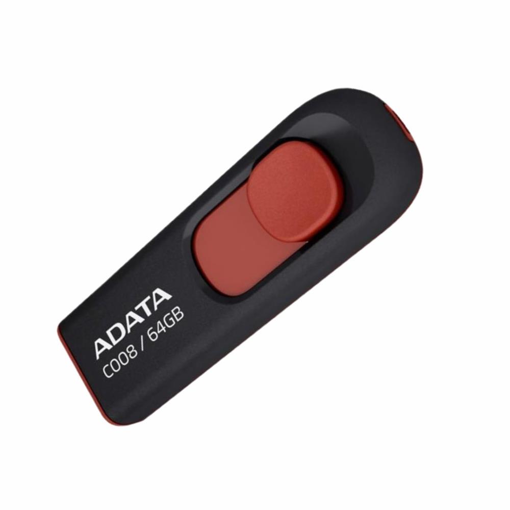 Pen Drive Adata 64 GB, AC008, USB 2.0, Preto e Vermelho – AC008-64G-RKD
