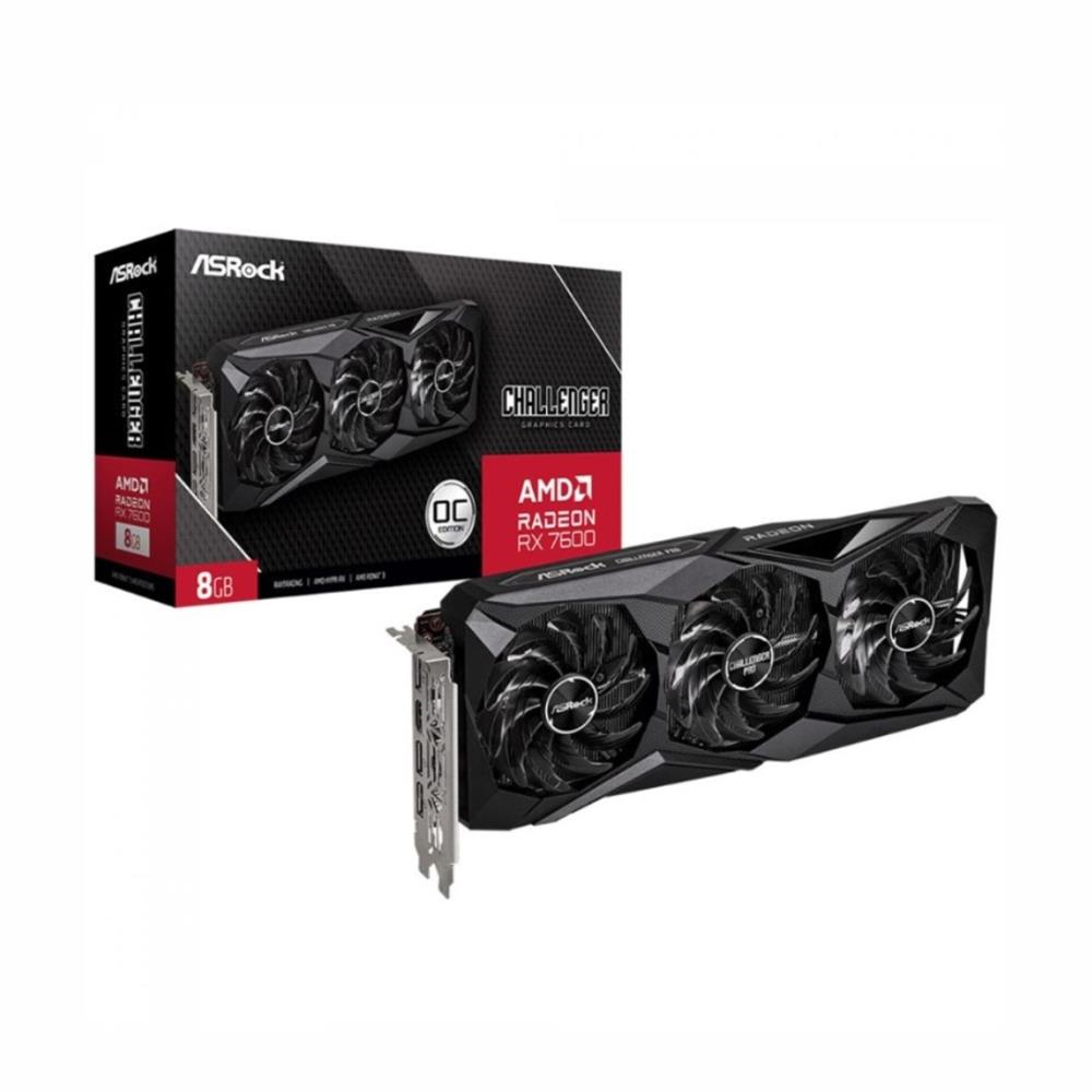 Placa de Vídeo AsRock AMD Radeon RX 7600 Challenger Pro OC, 8GB, GDDR6, FSR, Ray Tracing, Preto