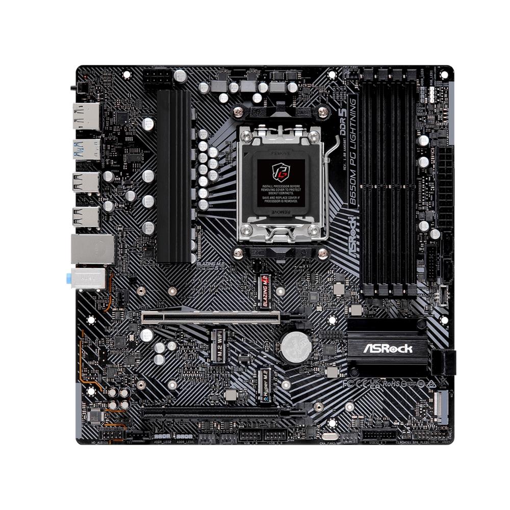 Placa-Mãe ASRock B650M PG Lightning, Ryzen AM5 B650, Micro ATX , DDR5, Preto