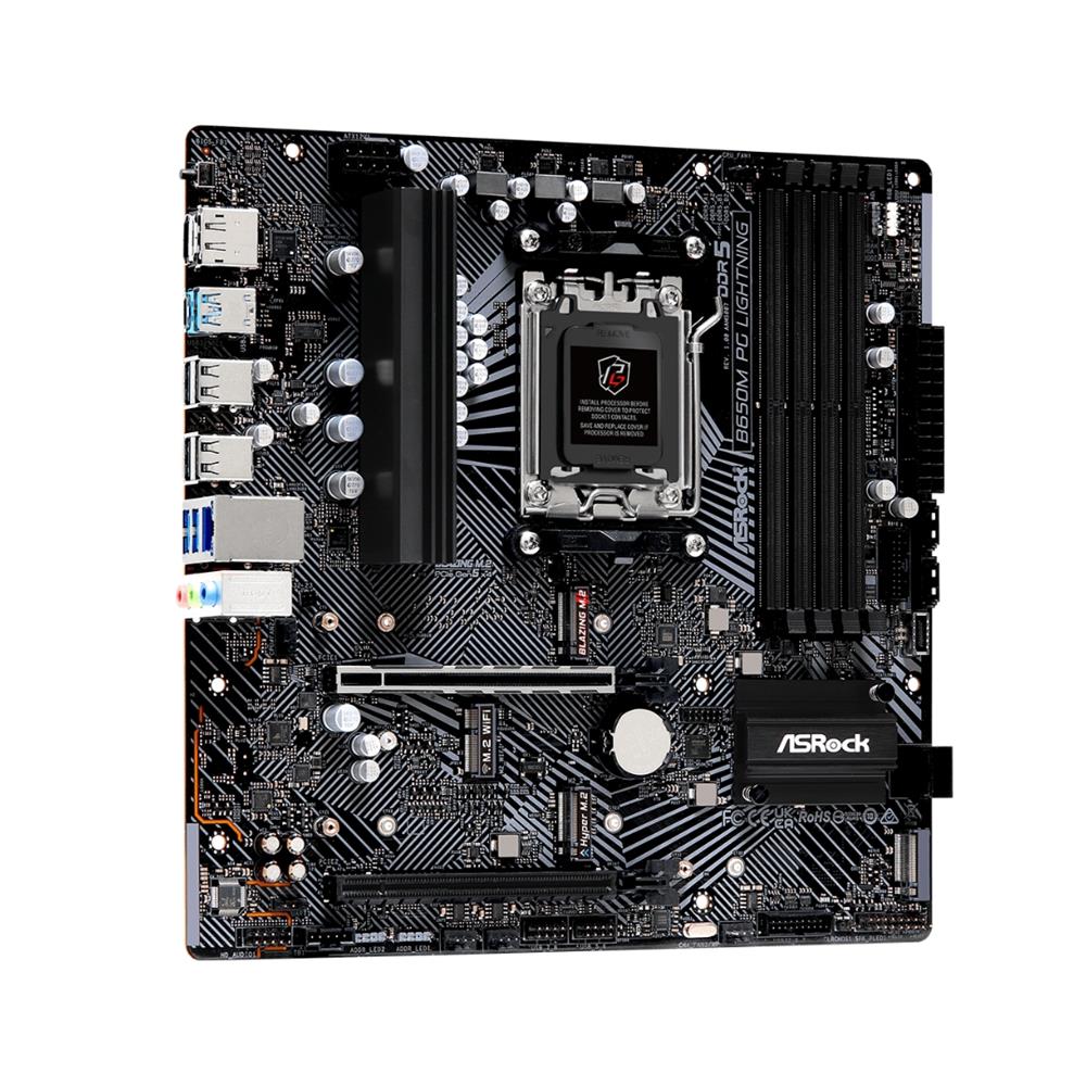 Placa-Mãe ASRock B650M PG Lightning, Ryzen AM5 B650, Micro ATX , DDR5, Preto