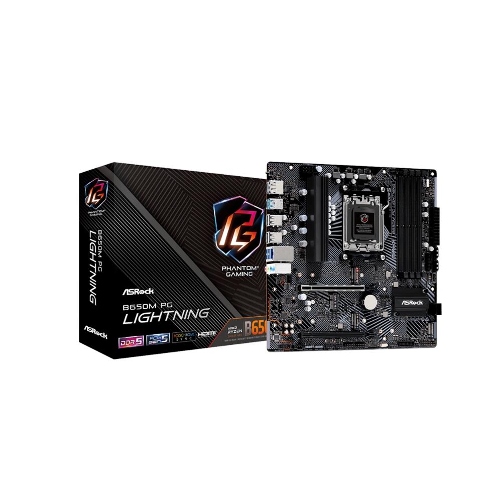 Placa-Mãe ASRock B650M PG Lightning, Ryzen AM5 B650, Micro ATX , DDR5, Preto