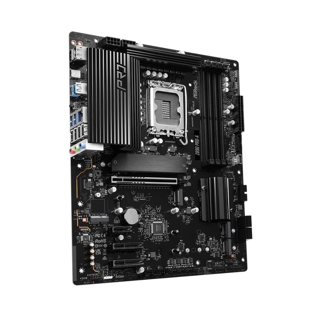 Placa-Mãe ASRock Z890 Pro-A, LGA1851, ATX, Chipset Intel Z890, DDR5, 256GB, 9066MHz OC, Preto