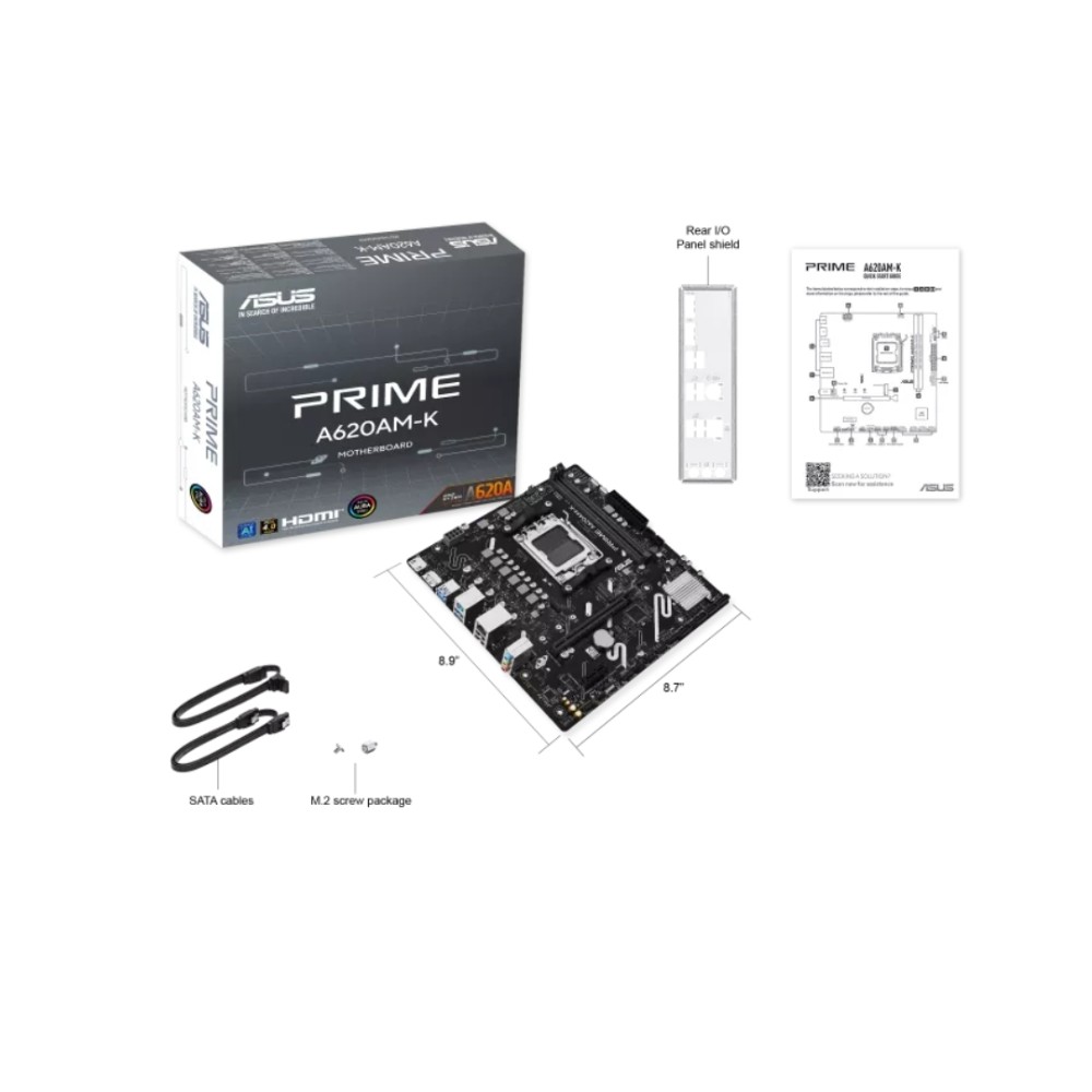 Placa-mãe ASUS Prime, AM5, DDR5, HDMI, Preto, A620M-K