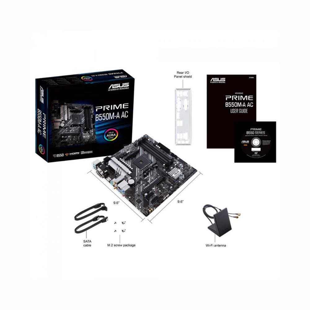 Placa Mãe Asus Prime B550M-A AC, Chipset B550, AMD AM4, mATX, DDR4, 90MB15K0-M0EAY0
