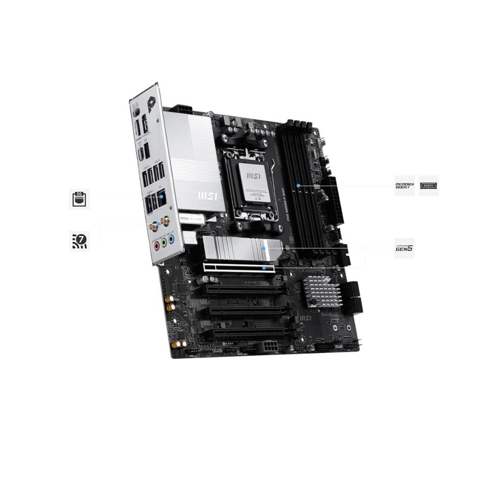 Placa-mãe MSI PRO B850M-P WiFi, Chipset AMD B850, Socket AM5, DDR5 256GB 8200MT/s, 2× M.2 PCIe 5.0 NVMe, HDMI 4K, DisplayPort, Preto