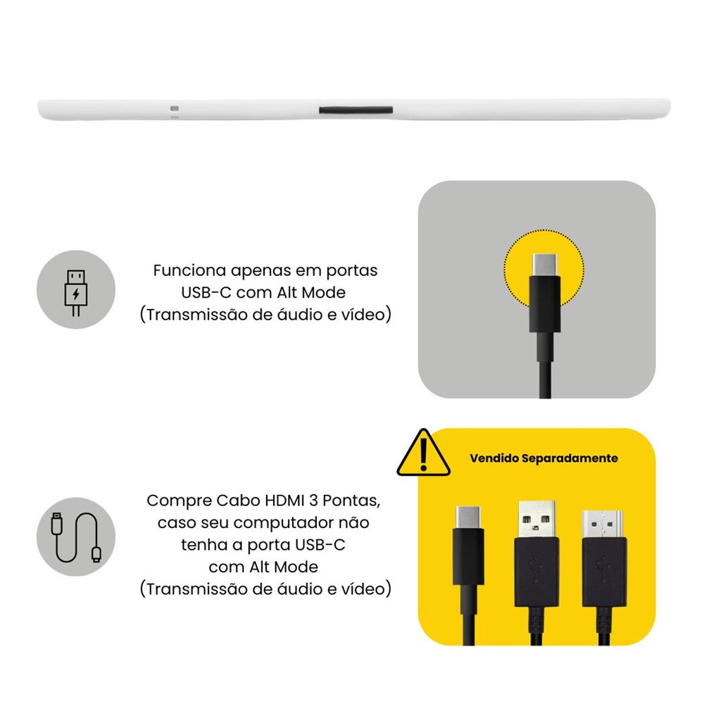 Mesa Digitalizadora com tela Wacom One, Tela Criativa 14", Caneta Inclusa, USB-C, Branco