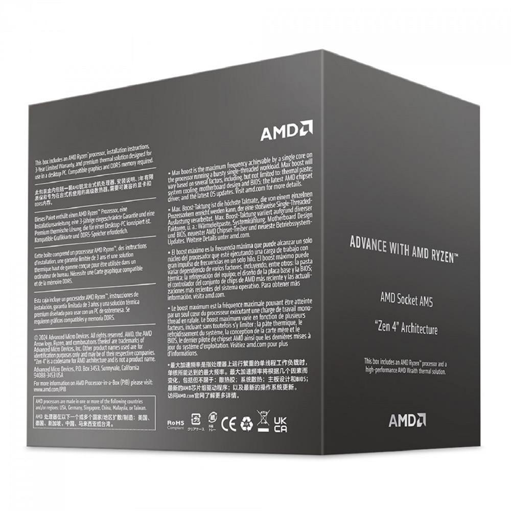 Processador AMD Ryzen 5 8400F, 4.2GHz (4.7GHz Turbo), 6-Cores 12-Threads, AM5, Com Cooler