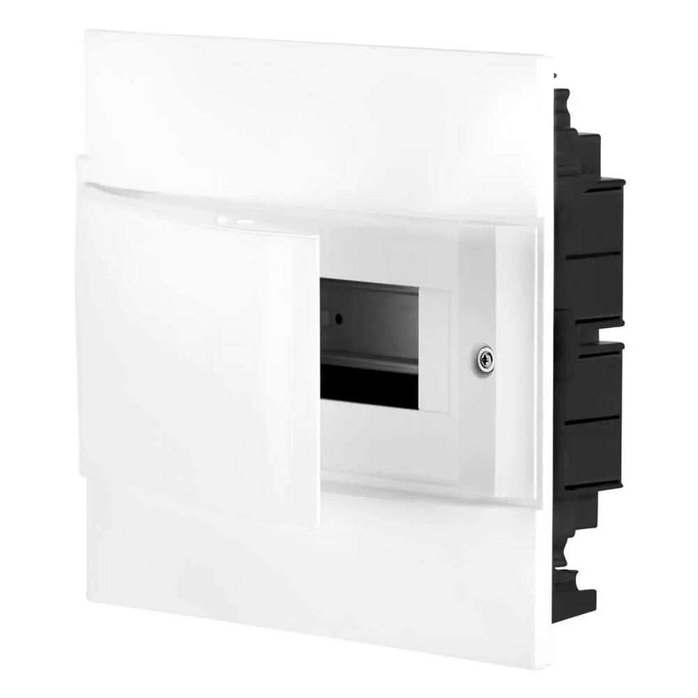 Quadro de Distribuição Embutir CEMAR 8 Módulos DIN, PVC Reforçado, Porta Reversível, Branco