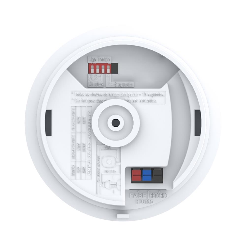 Sensor de Presença Qualitronix QA18MB, Teto 360°, 4 Funções, Embutir ou Sobrepor, Branco
