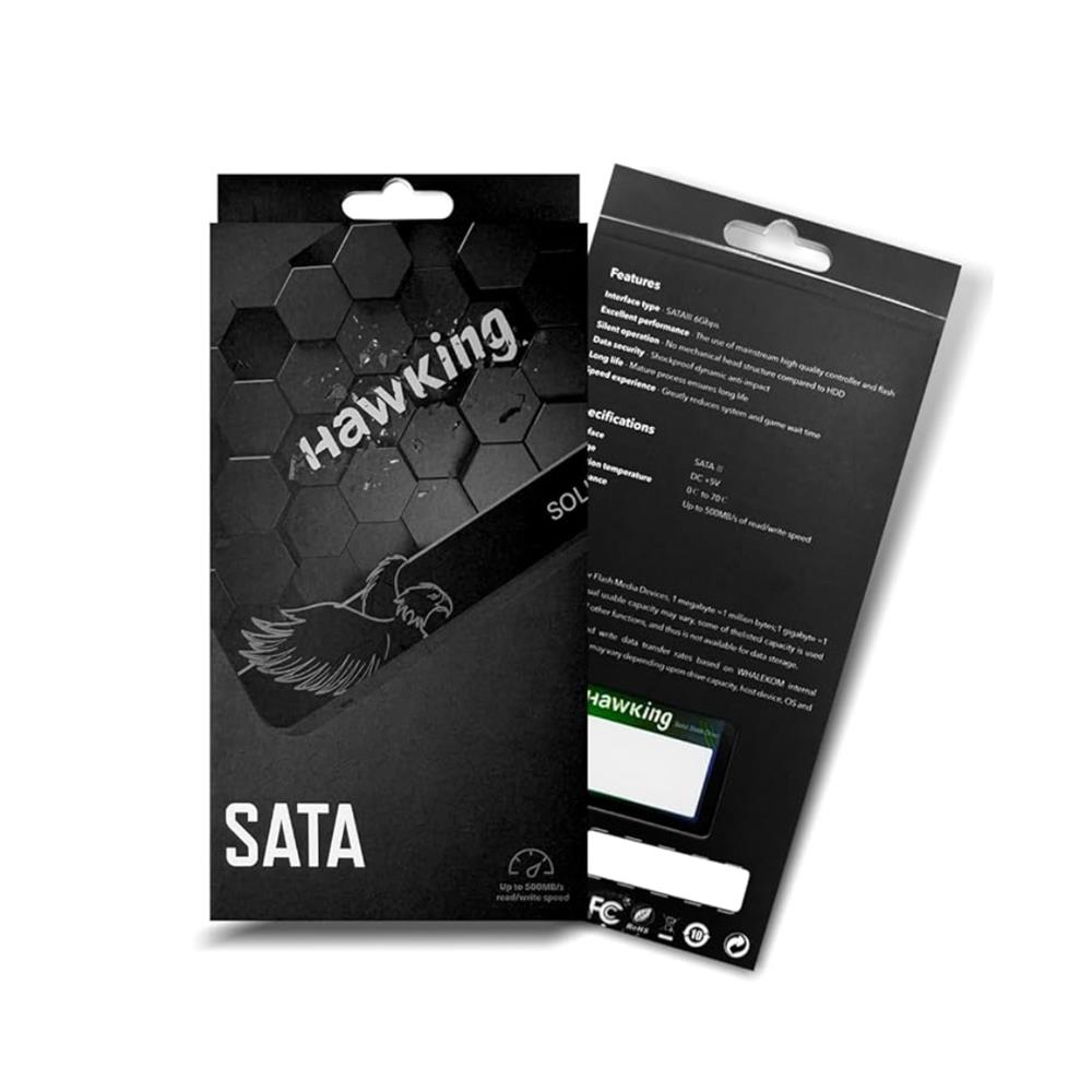 SSD 480GB Hawking SATA 2.5", SATA III 6Gb/s, Leitura 500MB/s, Gravação 450MB/s, HKPSA-480, Preto