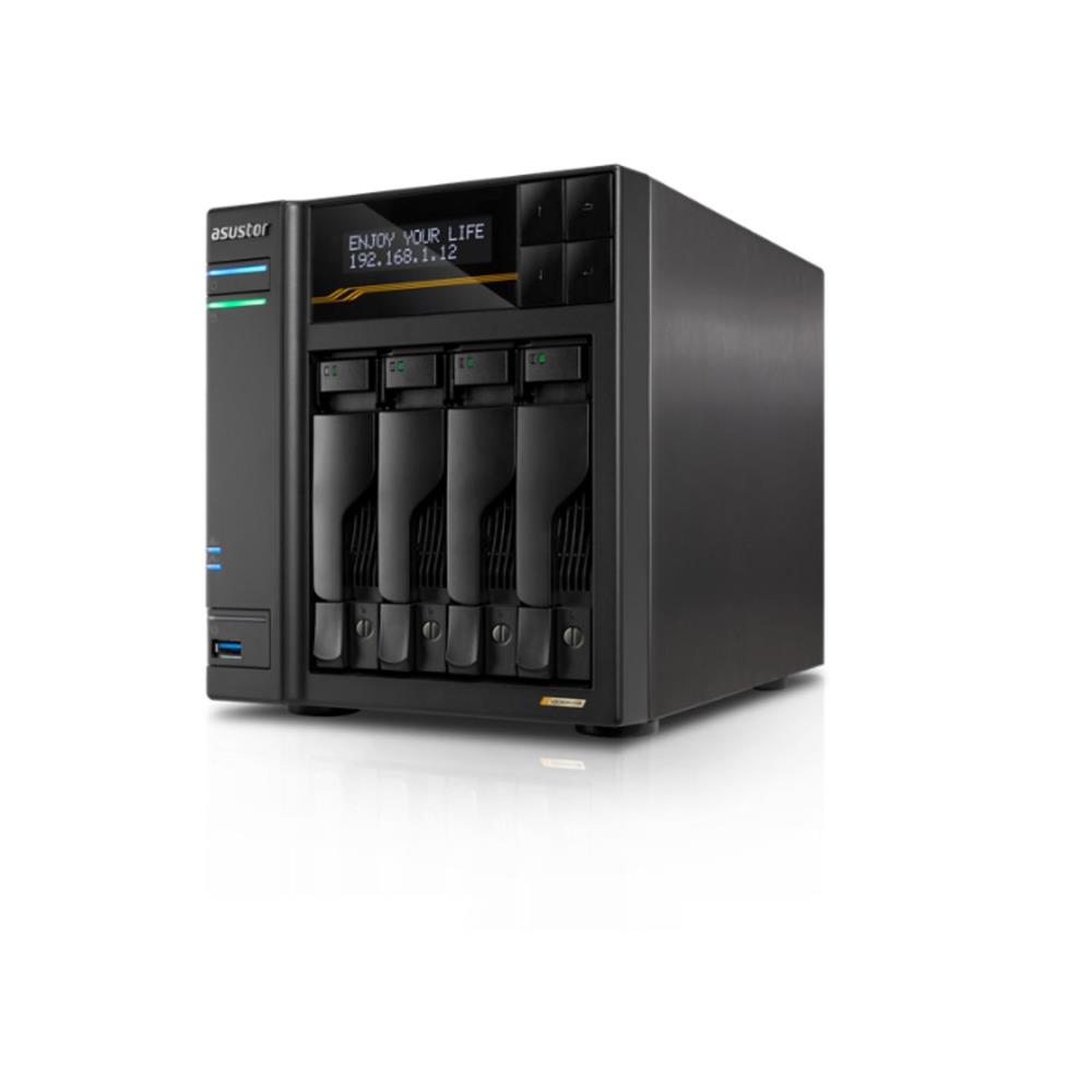Storage Asustor AS6804T, 04 Baias, PCIe, USB4, 10 GBe, Preto