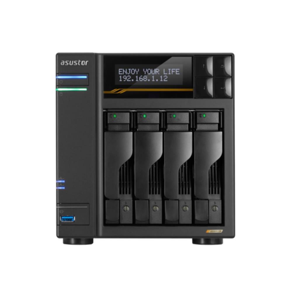 Storage Asustor AS6804T, 04 Baias, PCIe, USB4, 10 GBe, Preto