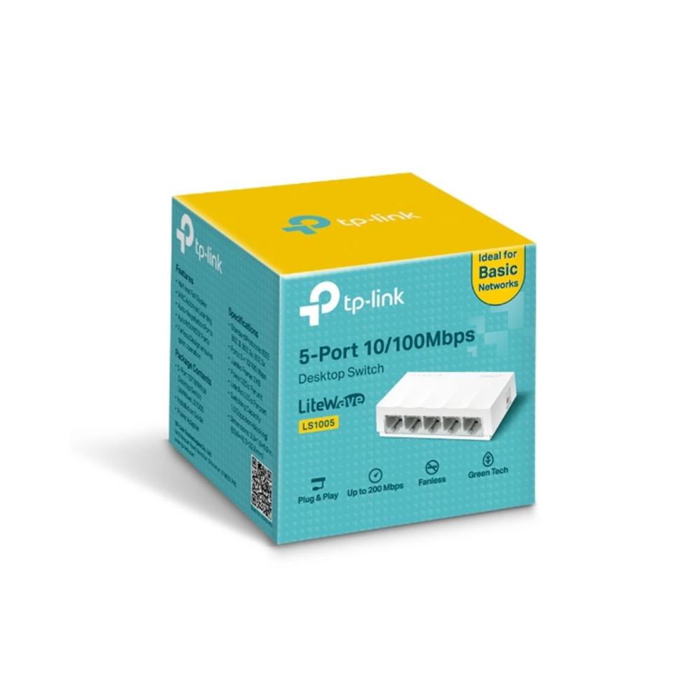 Switch Fast Ethernet 5 Portas TP-Link LS1005, 10/100 Mbps, Plug and Play, Branco
