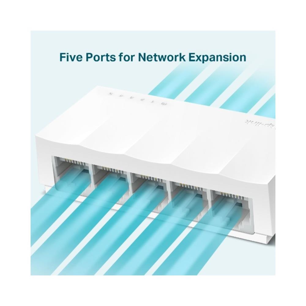 Switch Fast Ethernet 5 Portas TP-Link LS1005, 10/100 Mbps, Plug and Play, Branco
