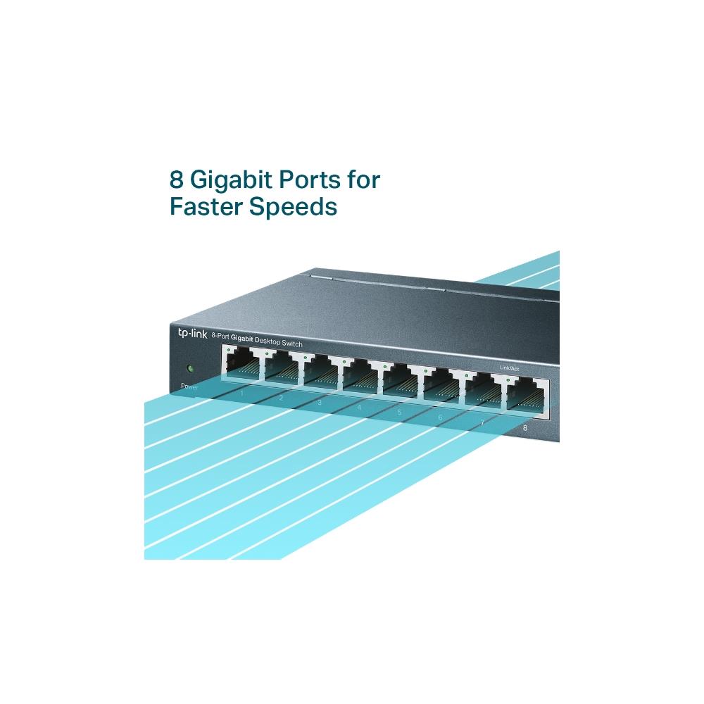 Switch Gigabit de Mesa TP-Link 8 Portas 10/100/1000Mbps - LS1008G