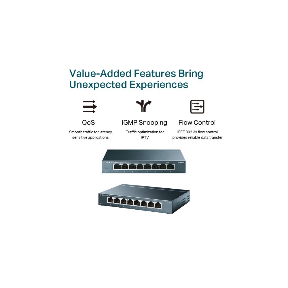 Switch Gigabit de Mesa TP-Link 8 Portas 10/100/1000Mbps - LS1008G