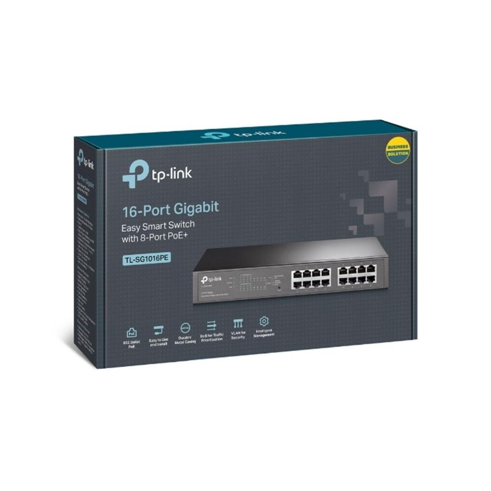 Switch Tp-Link 16 Portas, 10/100/1000, Montável Em Rack, Preto