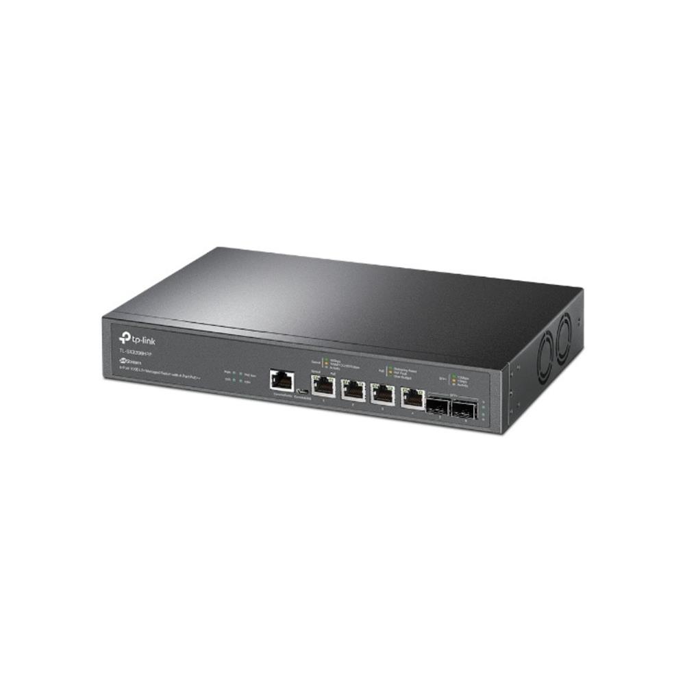 Switch TP-Link SX3206HPP, 4 portas 10G PoE++, 2 portas SFP+ 10G, gerenciável, Preto