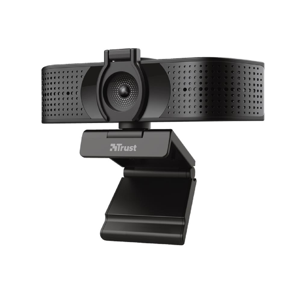 Webcam Trust Teza Ultra HD 4K, 60 FPS, Foco Automático, Microfone Duplo, Tripé, USB-C/USB-A, Preto – 24280